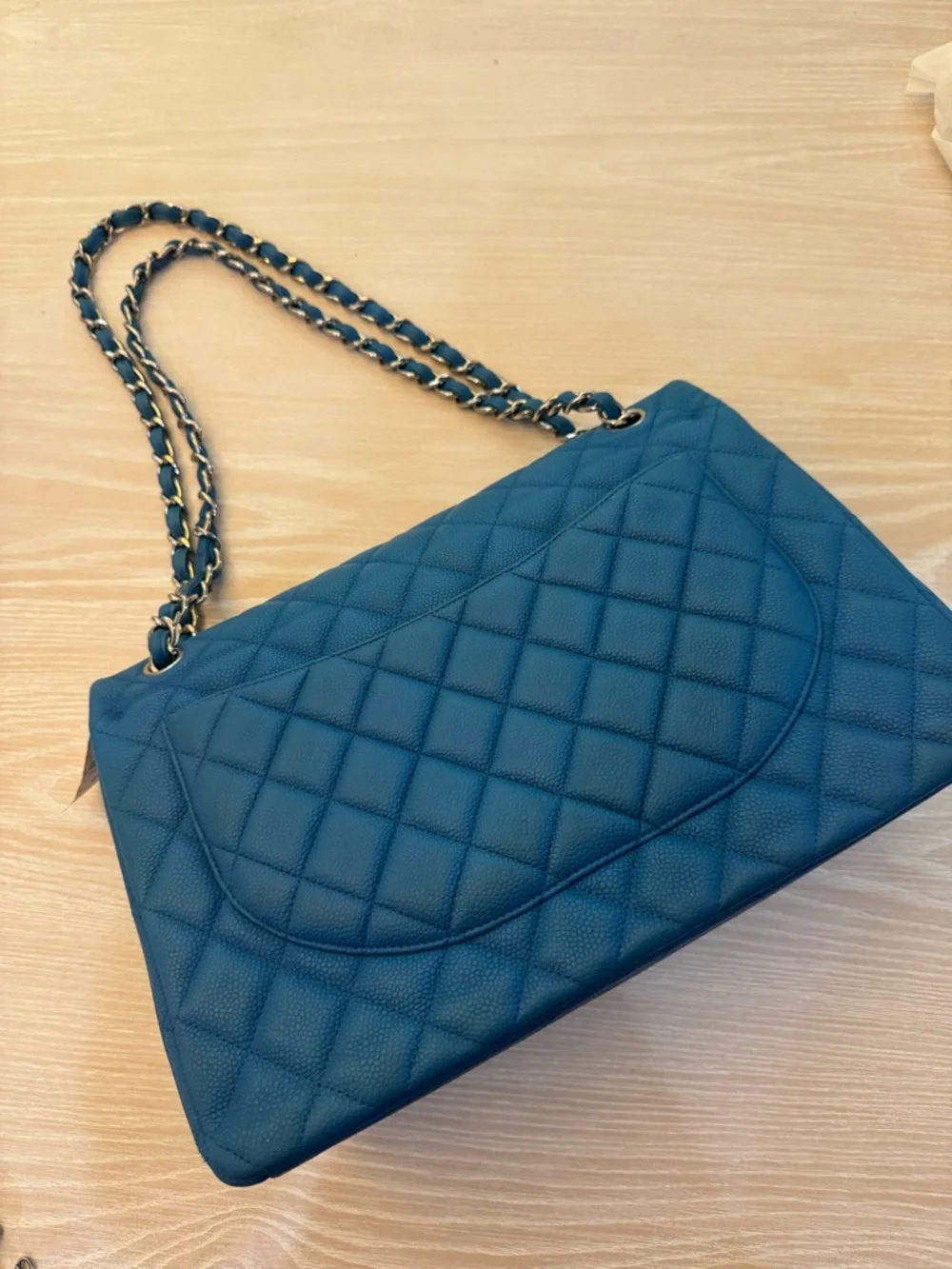 NWT Chanel Jumbo (Large) Classic Double Flap Blue Caviar NEW